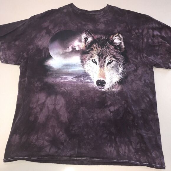 3 Vtg 90s 00s Tie Dye Wolves Howling Nature Animal Print T Shirt Size XL - Picture 4 of 7
